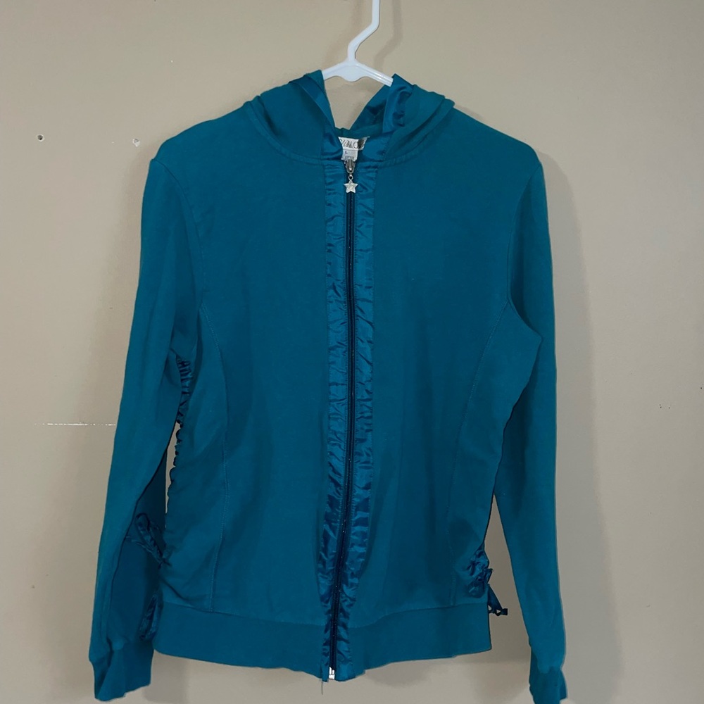 Wild Orchid women’s teal lightweight zip front jacket size L